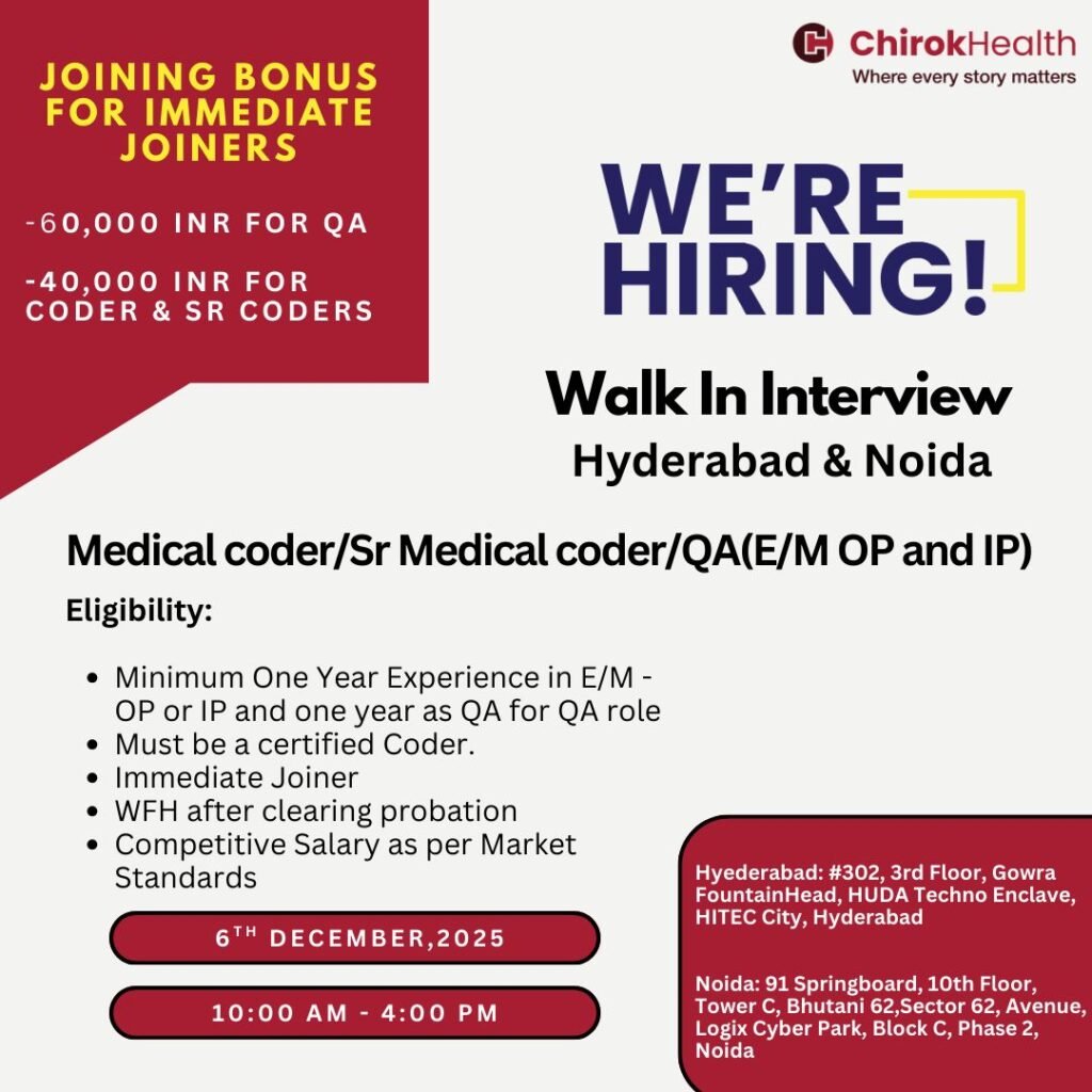 ChirokHealth Hiring for Medical coding ChirokHealth Hiring for Medical coding