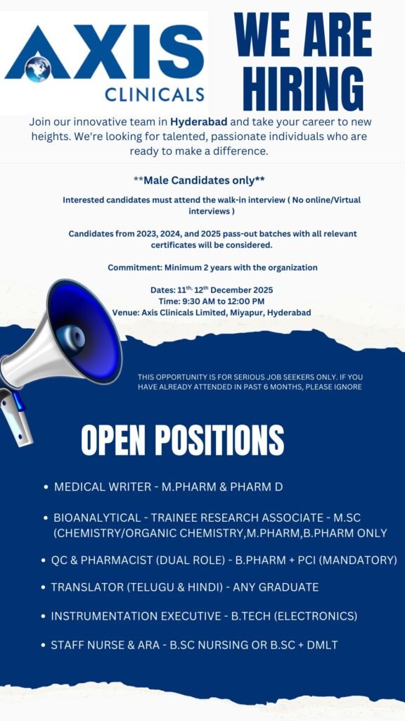 Freshers Needed In Hiring For multiple positions At Axis Clinicals Freshers Needed In Hiring For multiple positions At Axis Clinicals