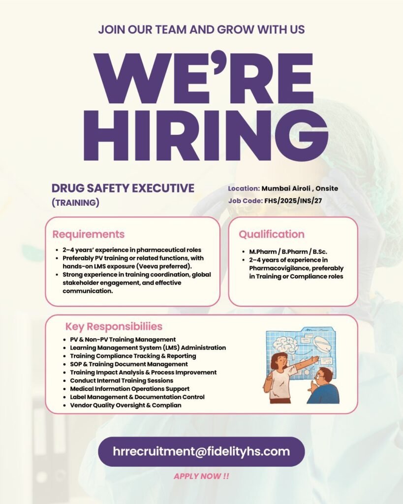 Fidelity Health Services Hiring For Drug Safety Executive