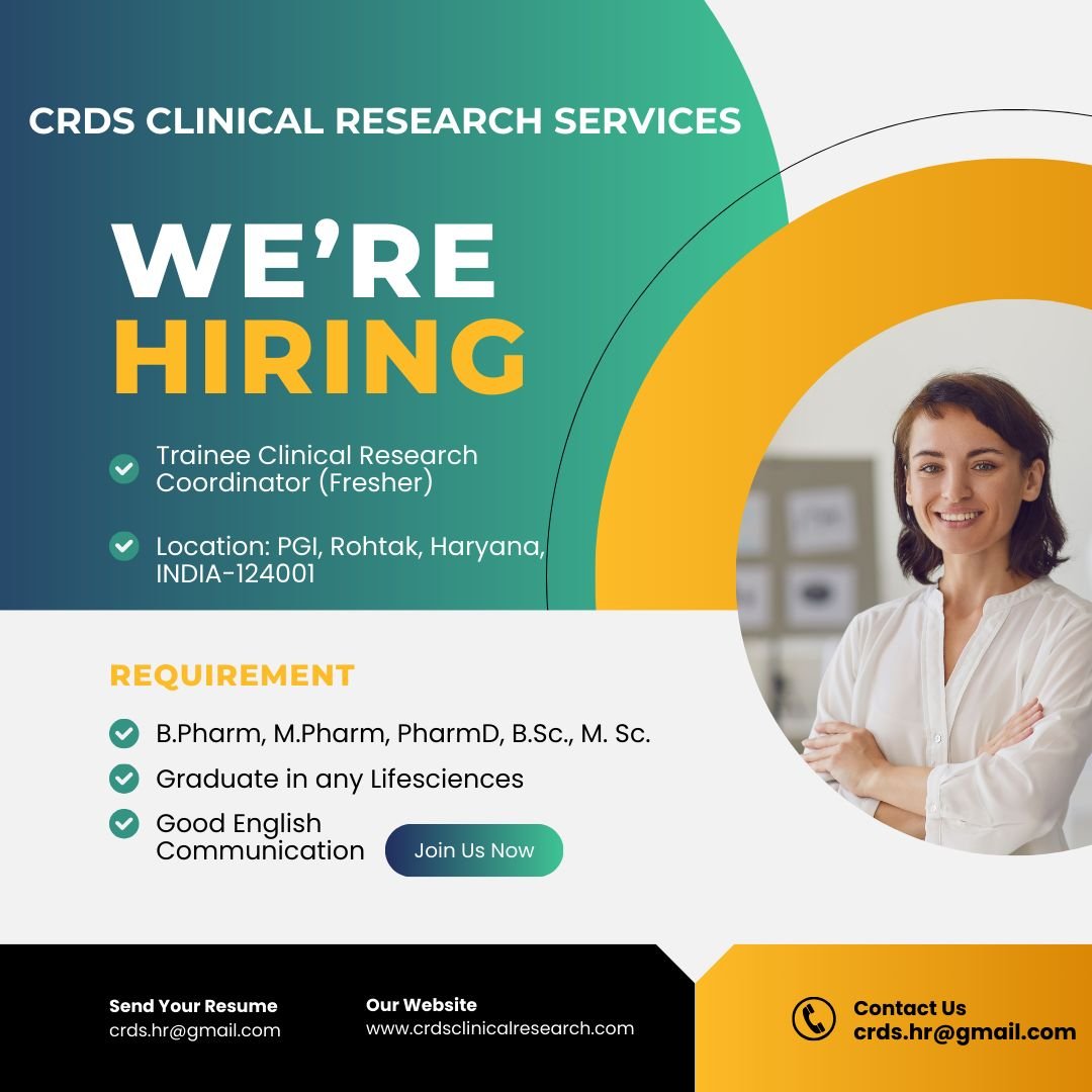 Freshers Needed In Trainee Clinical Research Coordinator At CRDS ...