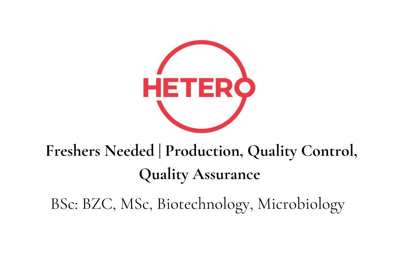 Freshers Needed In Production, Quality Control, Quality Assurance At Hetero