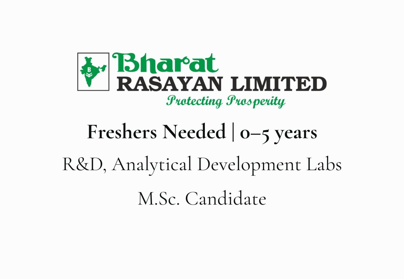 Freshers Needed In R&D, ADL At Bharat Rasayan Limited