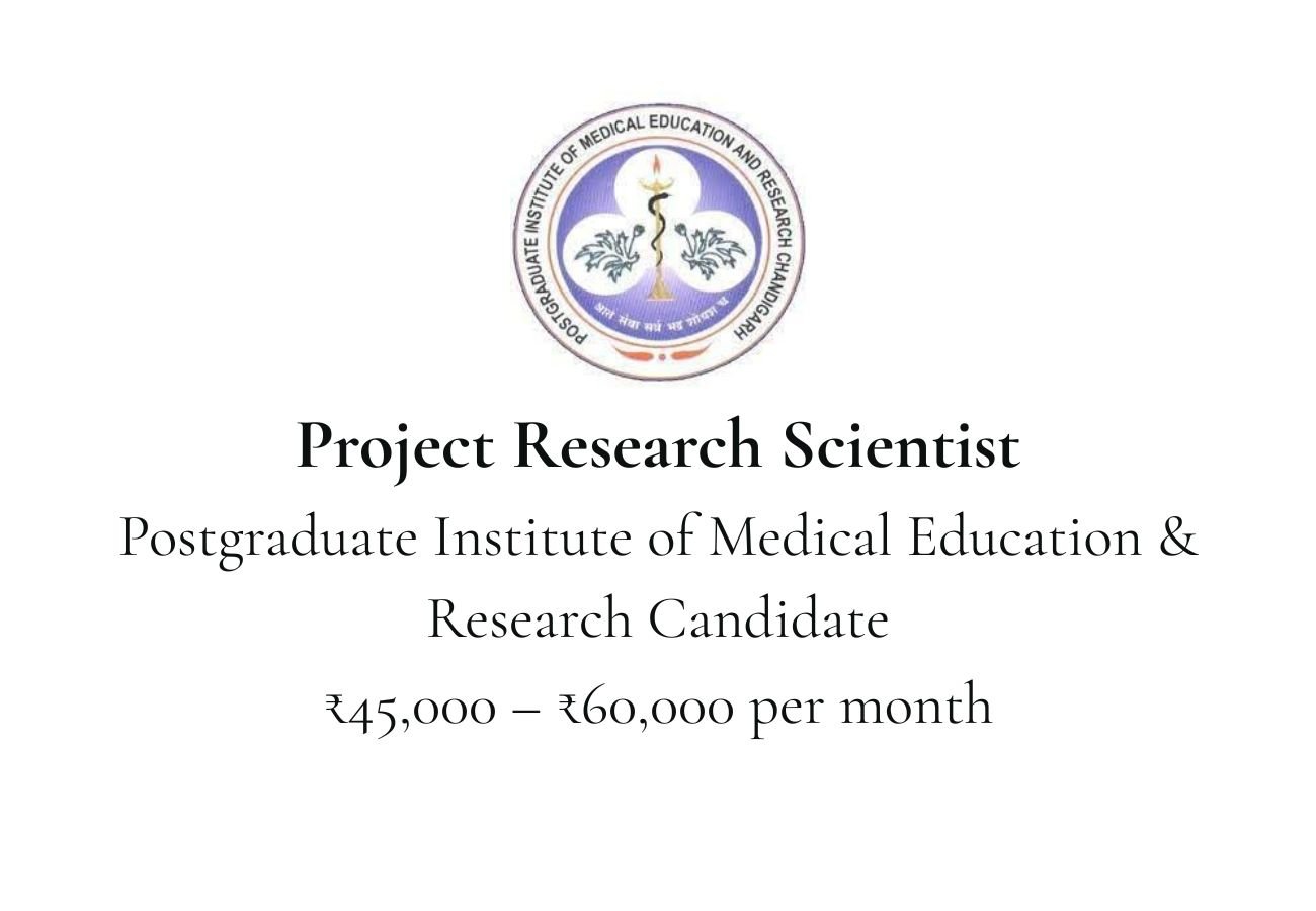 PGIMER Hiring For Project Research Scientist