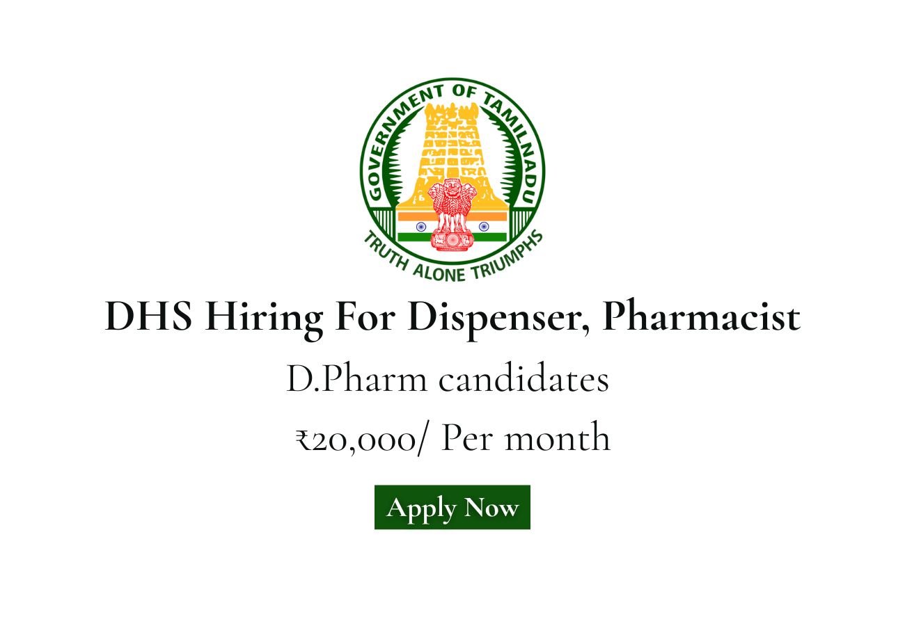 DHS Hiring For Dispenser, Pharmacist