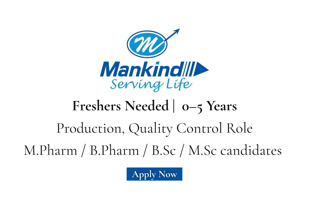 Freshers Needed In Production, Quality Control At Mankind Pharma