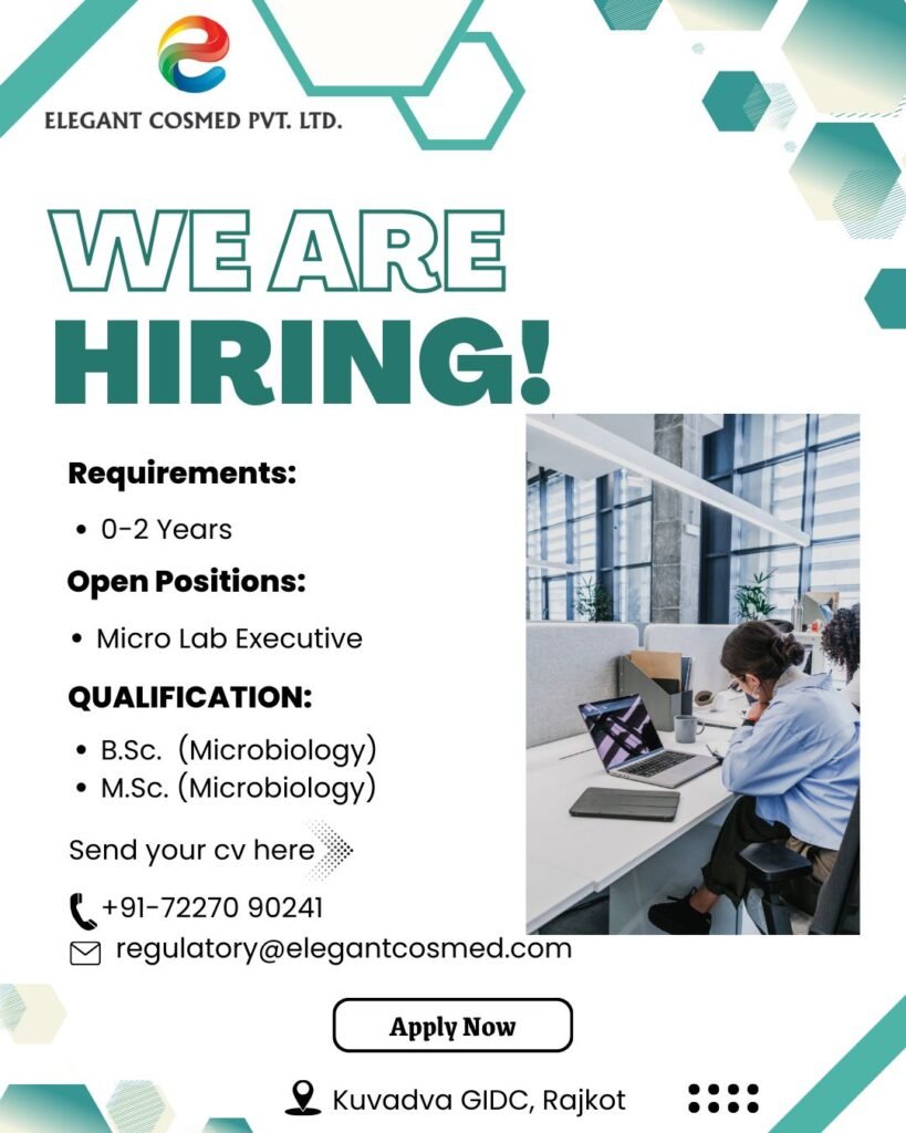 Freshers Needed In Micro Lab Executive At Elegant Cosmed