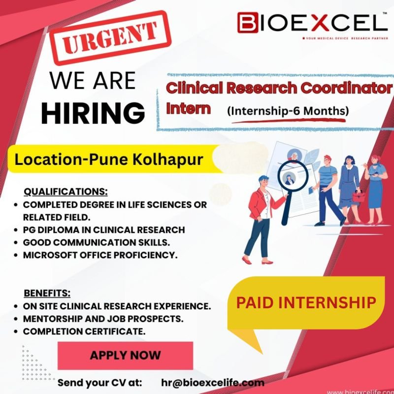Freshers Needed In Clinical Research Coordinator At Bioexcel