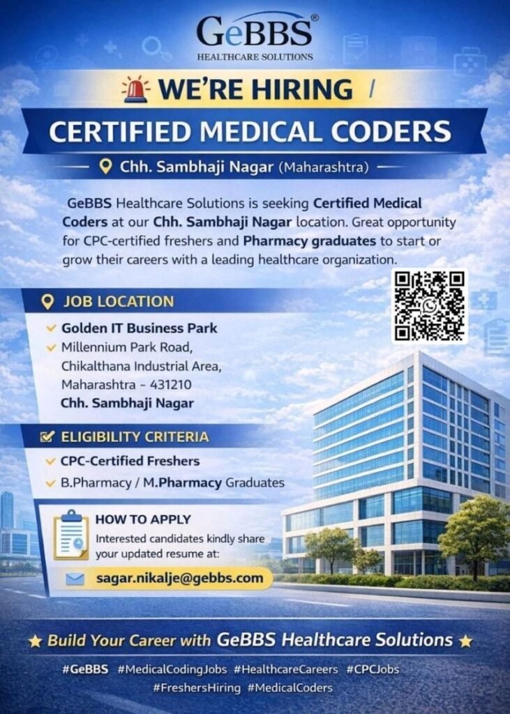 Freshers Needed In Medical Coding At GeBBS Healthcare