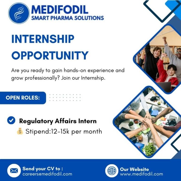 Paid Internship opportunity For Freshers In Regulatory Affairs