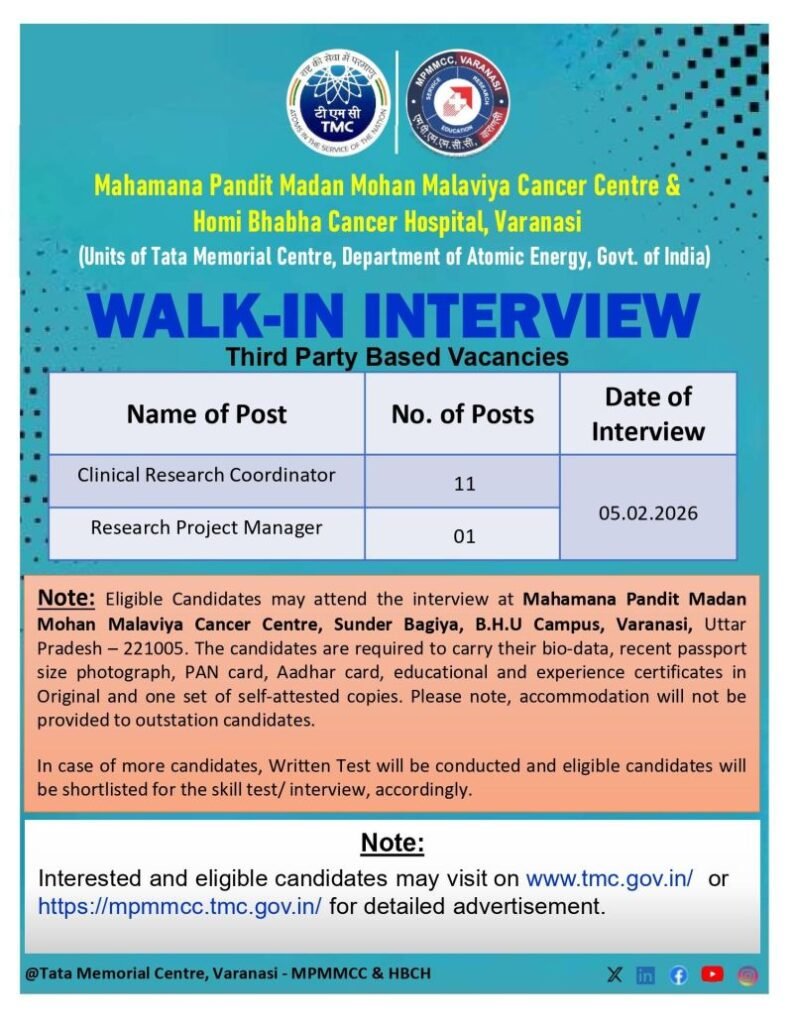 MPMMCC, HBCH, TMC Hiring For Research Project Manager, Clinical Research Coordinator