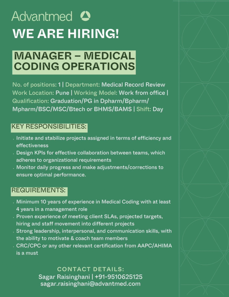 Advantmed Hiring For Medical Coding Operations