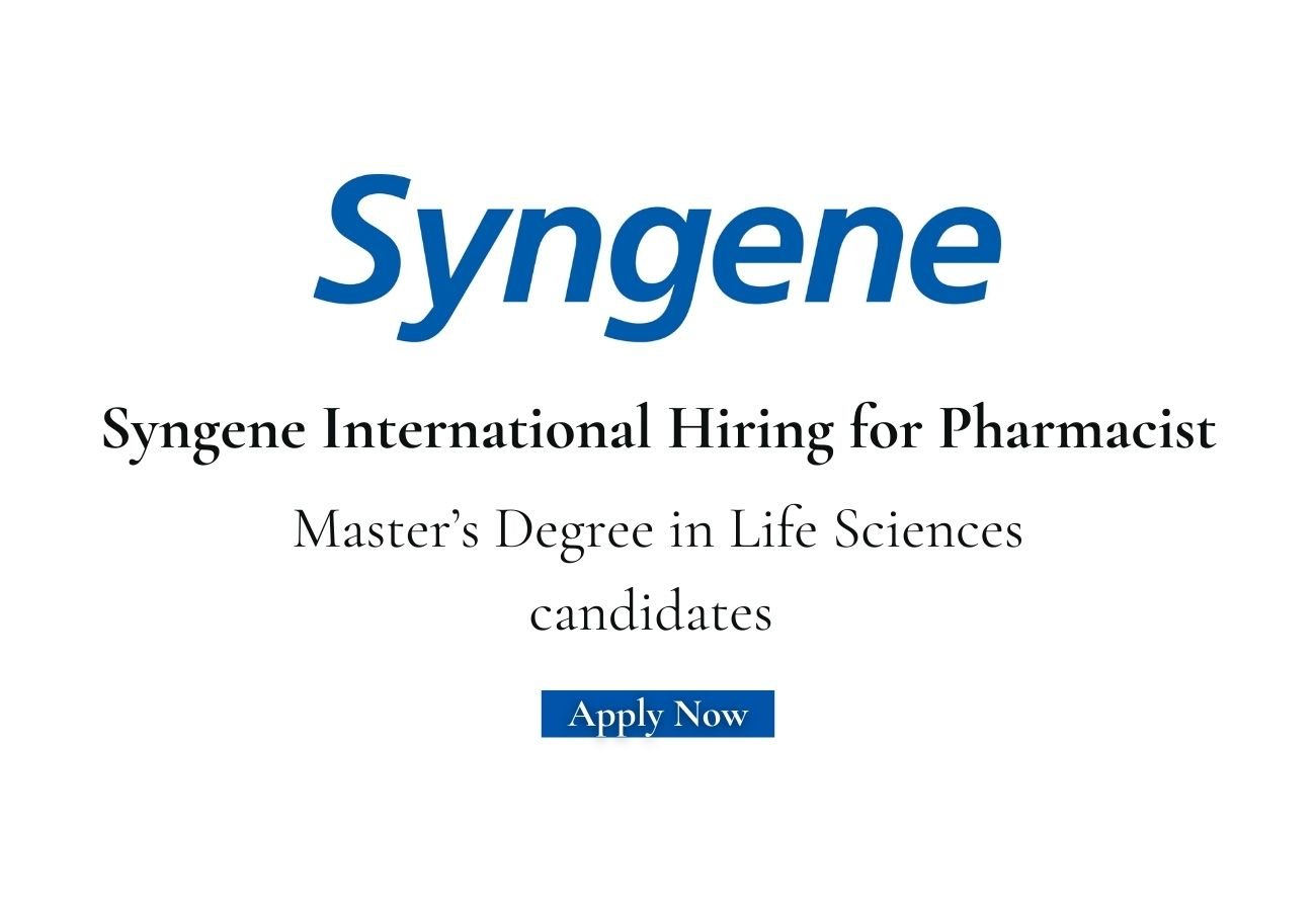 Syngene International Hiring for Pharmacist