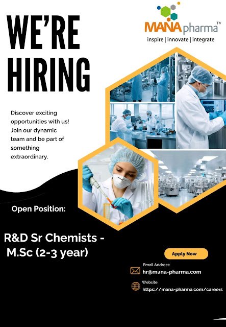 Mana Pharma Hiring For Research & Development (R&D)