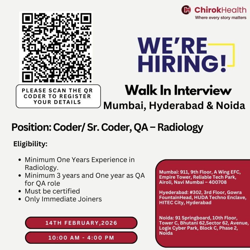 ChirokHealth Hiring For Radiology Medical Coding and Quality Assurance