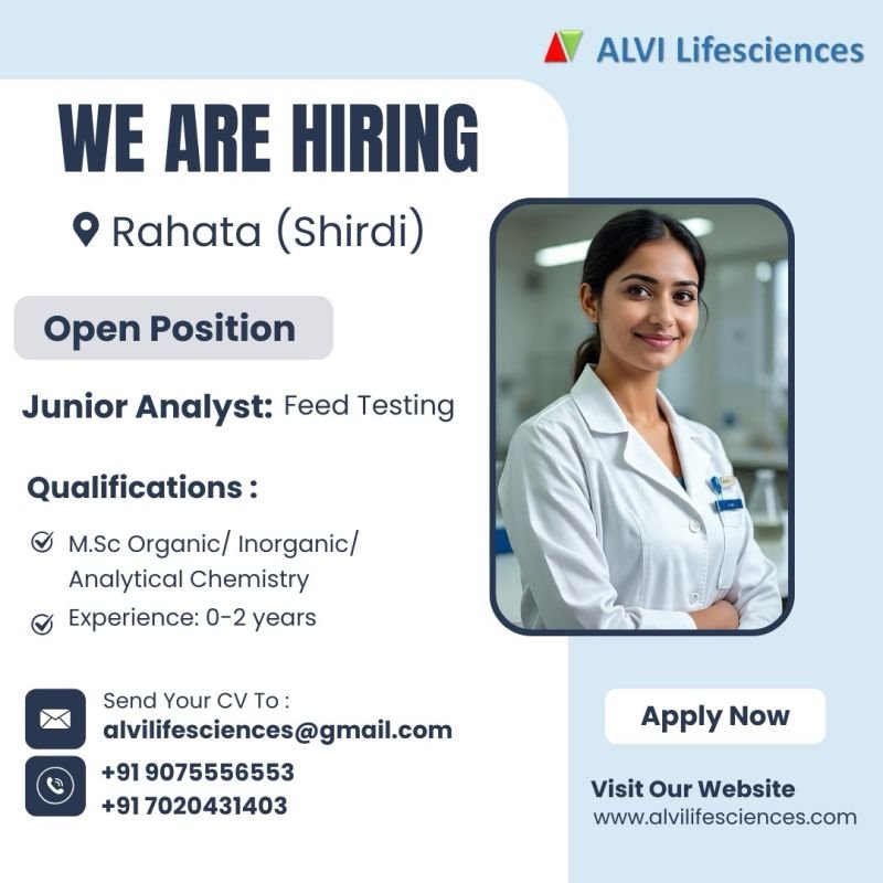 Freshers Needed In Junior Analyst – Feed Testing At ALVI Lifesciences