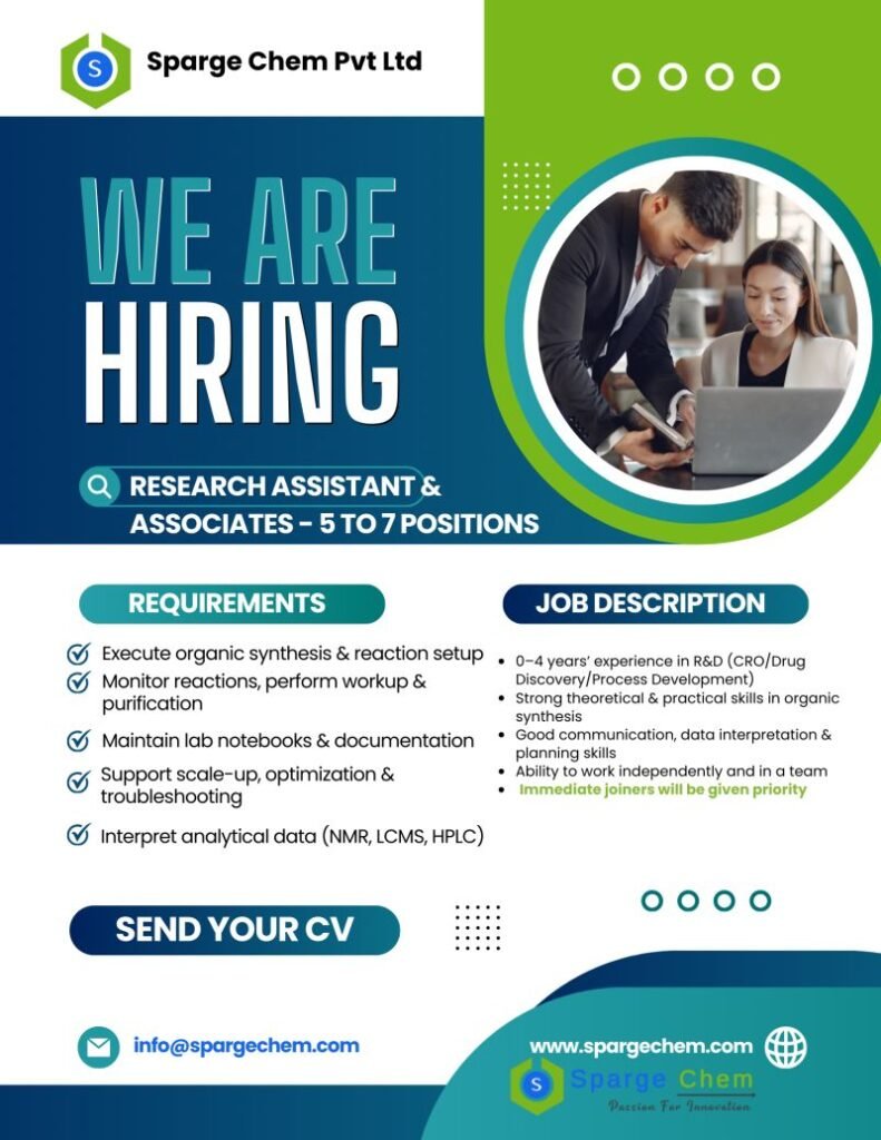 Freshers Needed In Research Assistants and Research Associates At Sparge Chem Pvt Ltd Freshers Needed In Research Assistants and Research Associates At Sparge Chem Pvt Ltd
