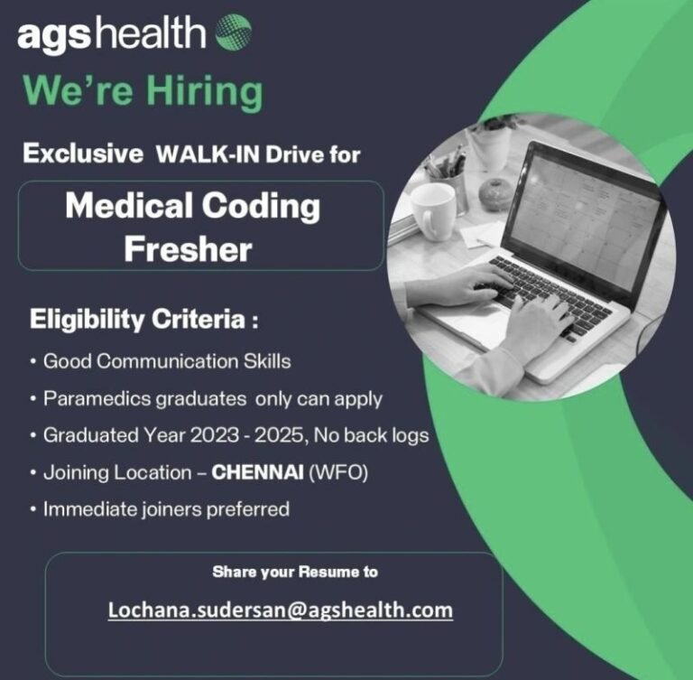 Freshers Needed In Medical Coding At AGS Health
