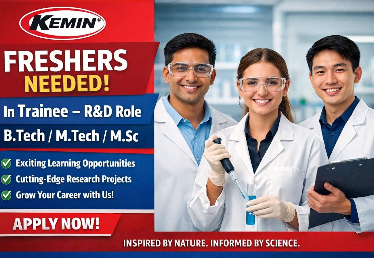 Freshers Needed In Trainee – R&D Role At Kemin Industries