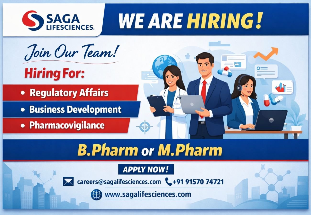 Saga Lifesciences Hiring For Regulatory Affairs / Business Development / Pharmacovigilance