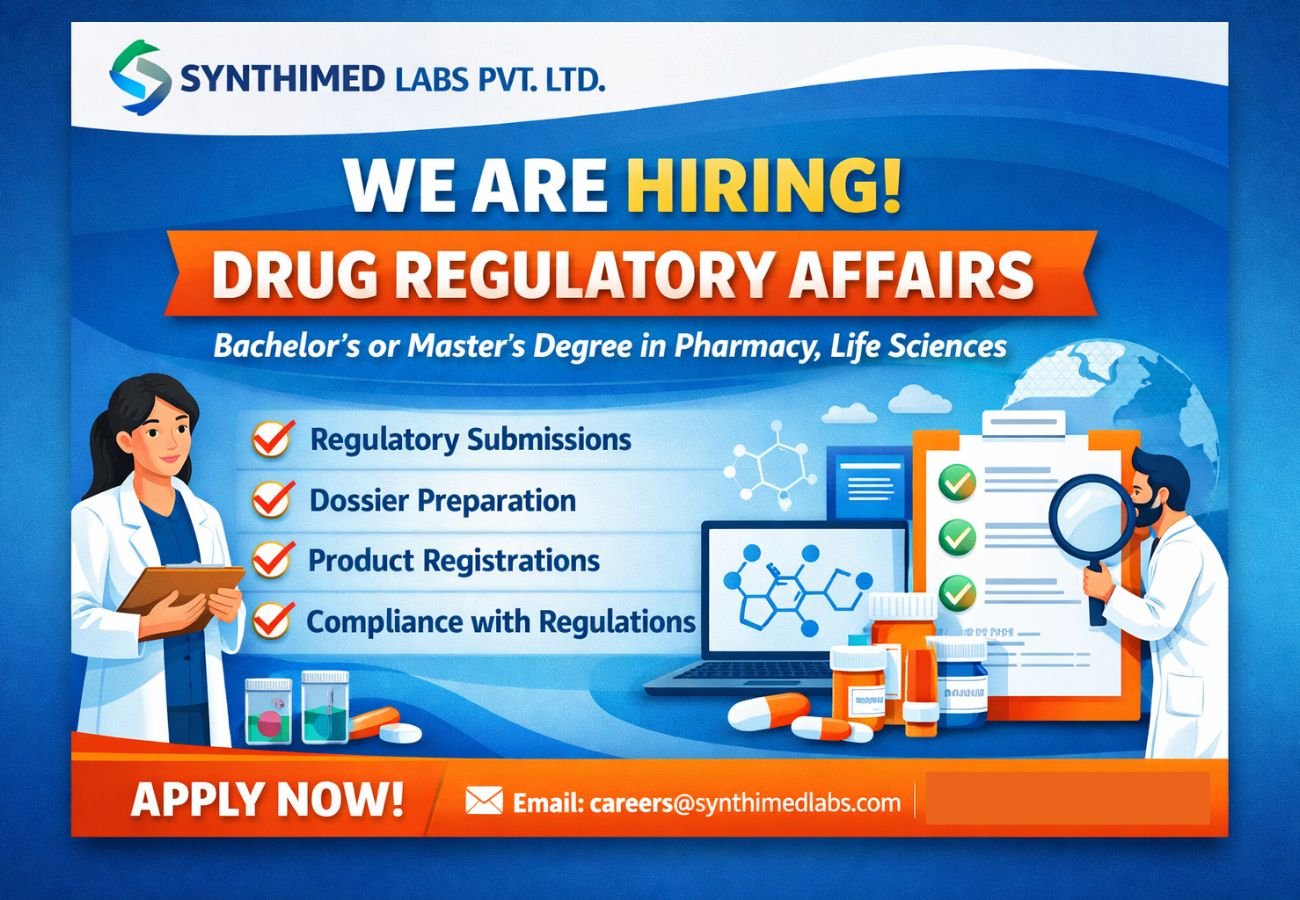 Synthimed Labs Hiring For Drug Regulatory Affairs