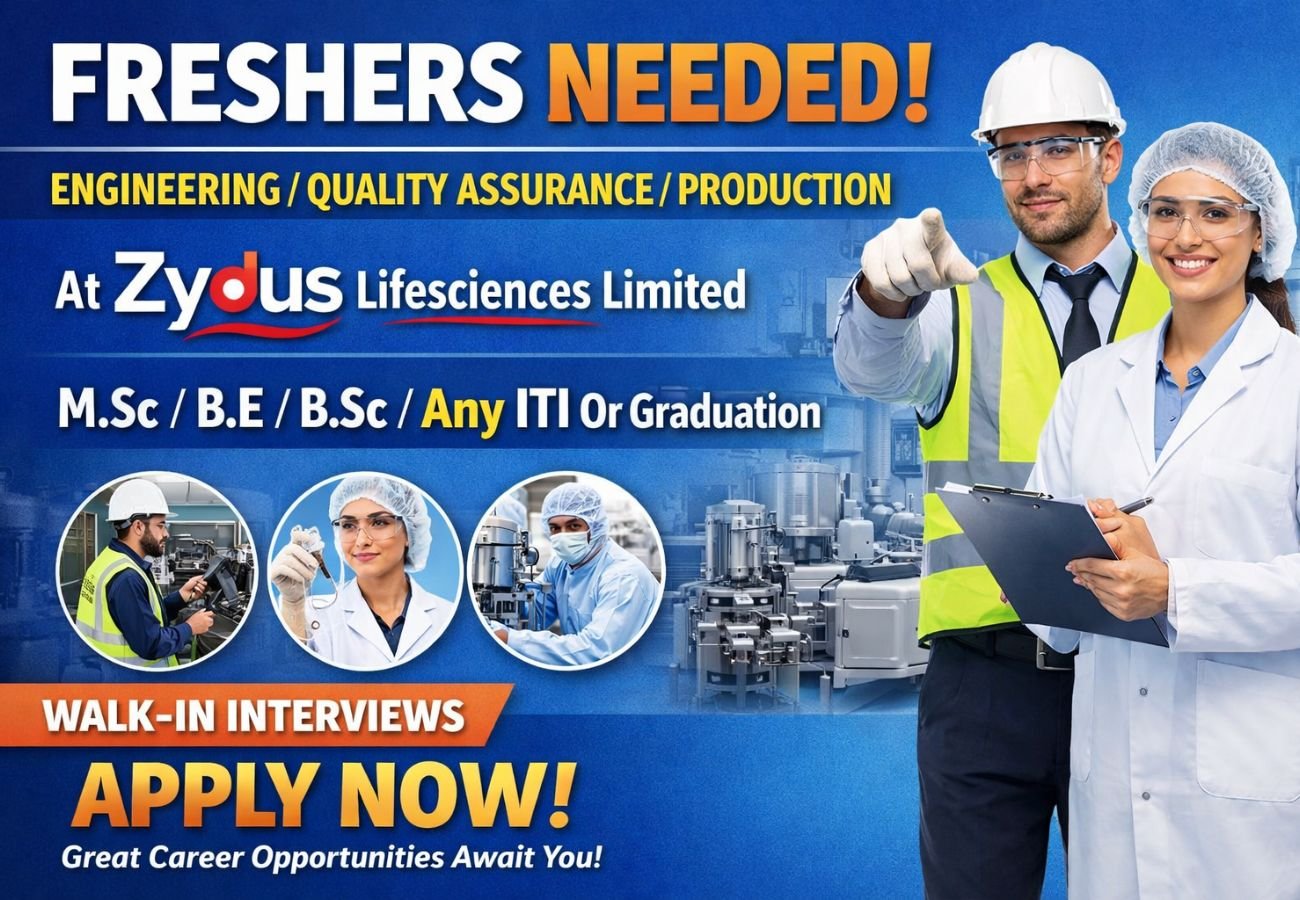 Freshers Needed In Engineering / Quality Assurance / Production At Zydus Lifesciences Limited