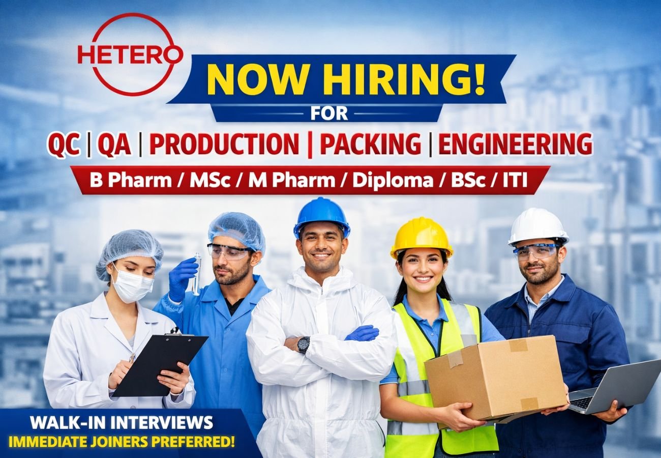 Hetero Labs Hiring For QC, QA, Production, Packing, Engineering