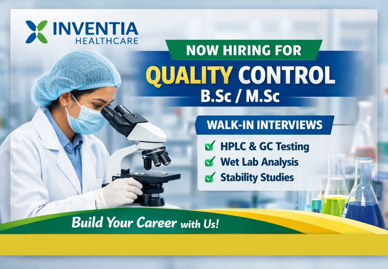 Inventia Healthcare Hiring For Quality Control