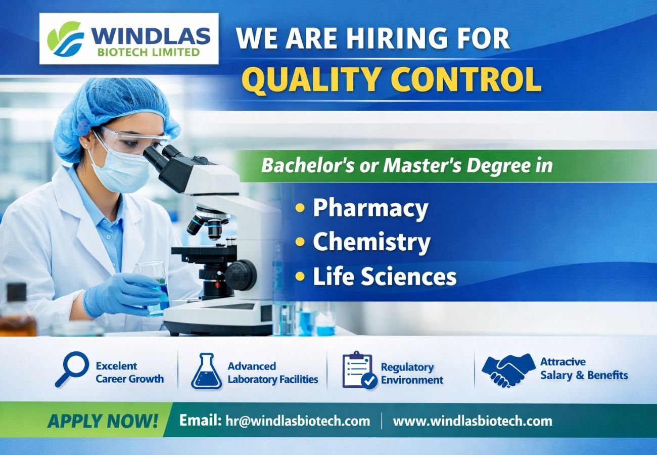 Windlas Biotech Limited Hiring For Quality Control