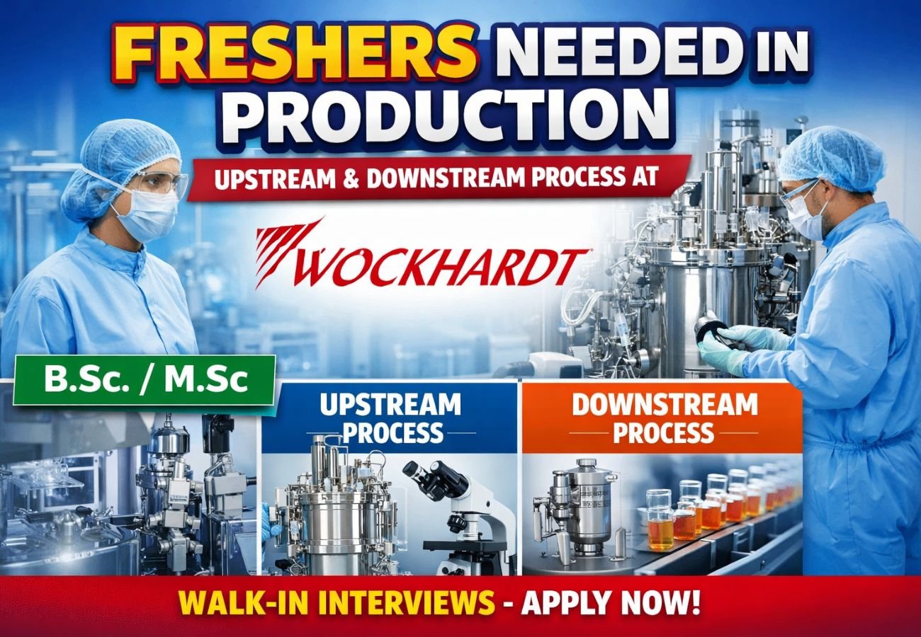 Freshers Needed In Production – Upstream & Downstream Process At Wockhardt