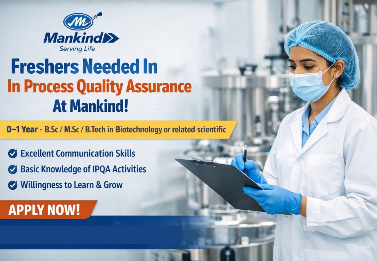 Freshers Needed In In Process Quality Assurance At Mankindl