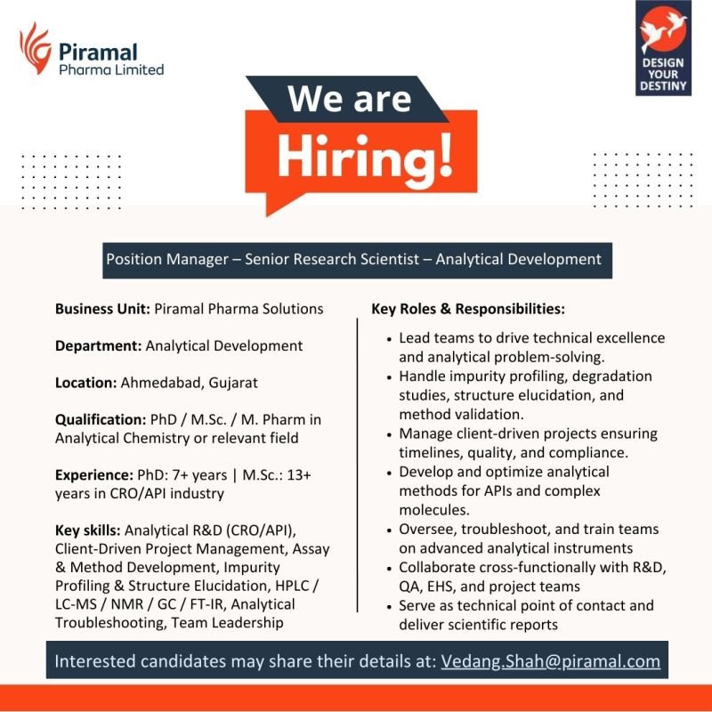 Piramal Pharma Limited Hiring For Analytical Development Piramal Pharma Limited Hiring For Analytical Development