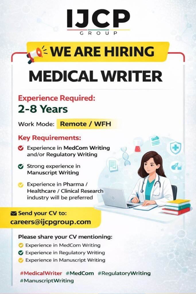 IJCP Group Hiring For Medical Writer