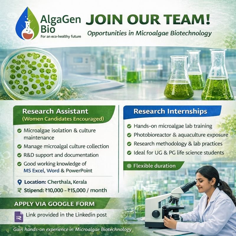 AlgaGenBio Hiring For Research Internship / Research Assistant