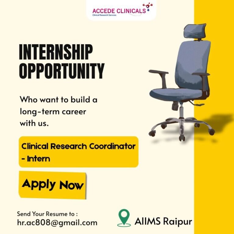 Freshers Needed In Clinical Research Coordinator At Accede Clinicals