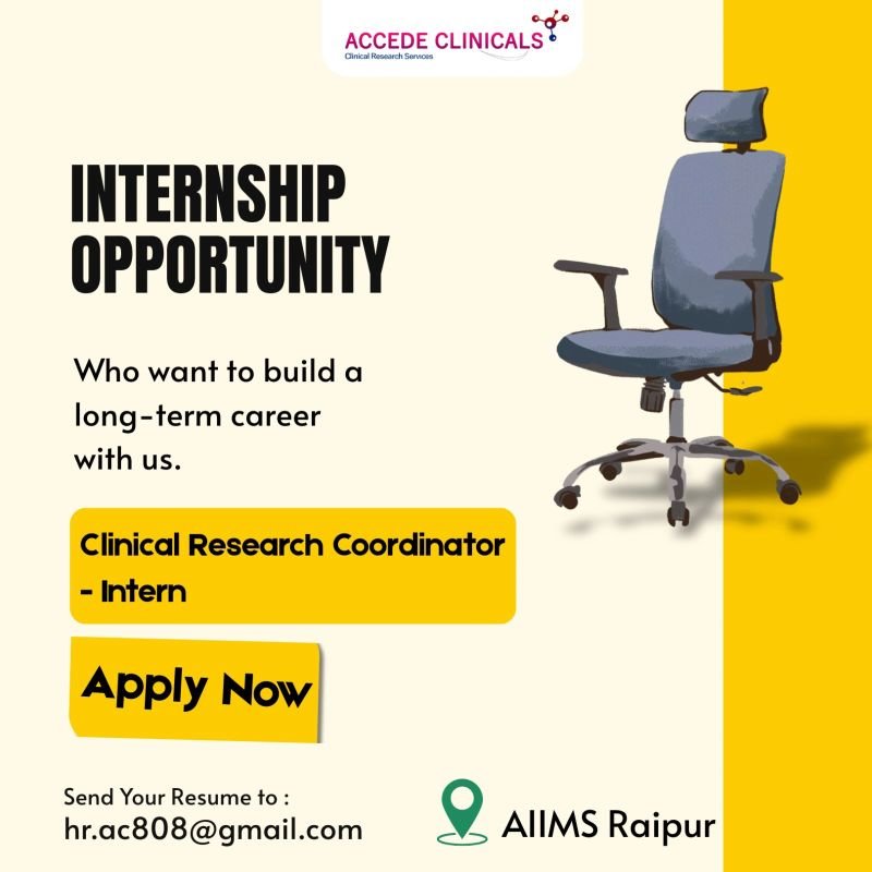 Freshers Needed In Clinical Research Coordinator At Accede Clinicals
