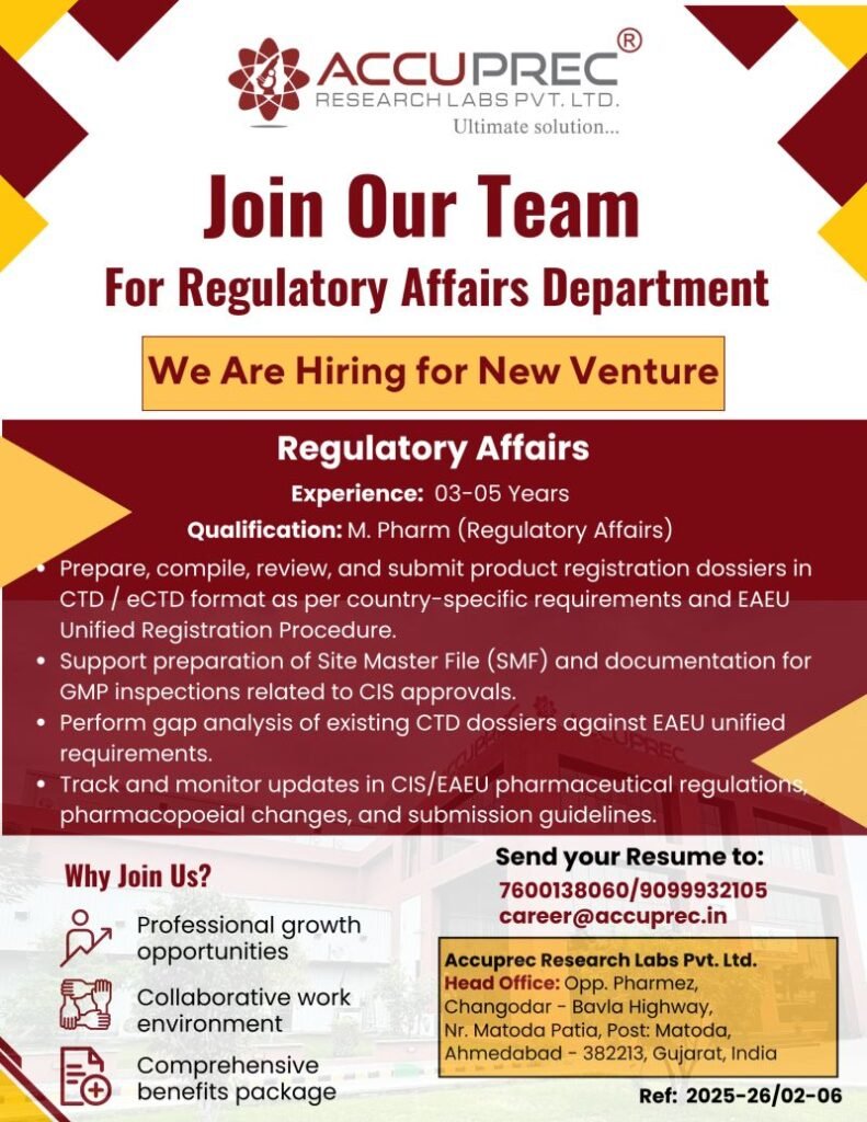 Accuprec Research Hiring For Regulatory Affairs