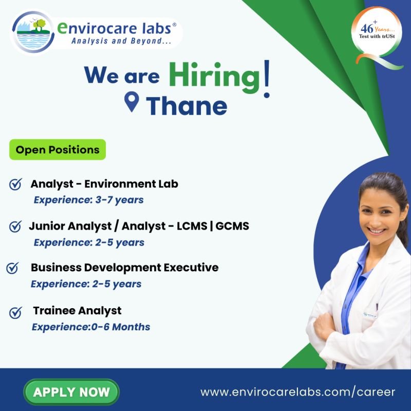 Freshers Needed In multiple positions At Envirocare Labs