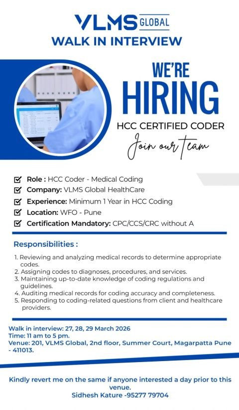 VLMS Global HealthCare Hiring For Medical Coding VLMS Global HealthCare Hiring For Medical Coding