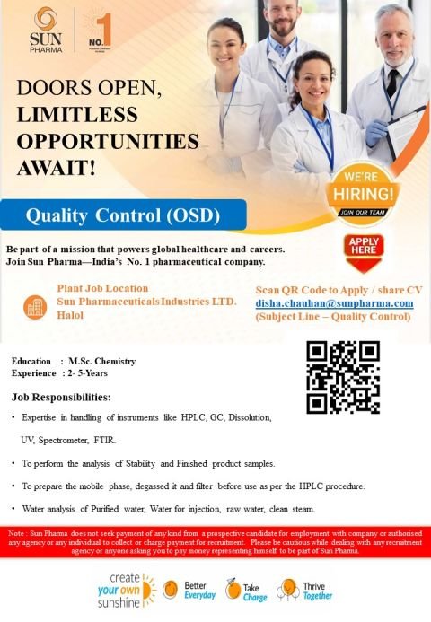Sun Pharma Hiring For Quality Control Sun Pharma Hiring For Quality Control