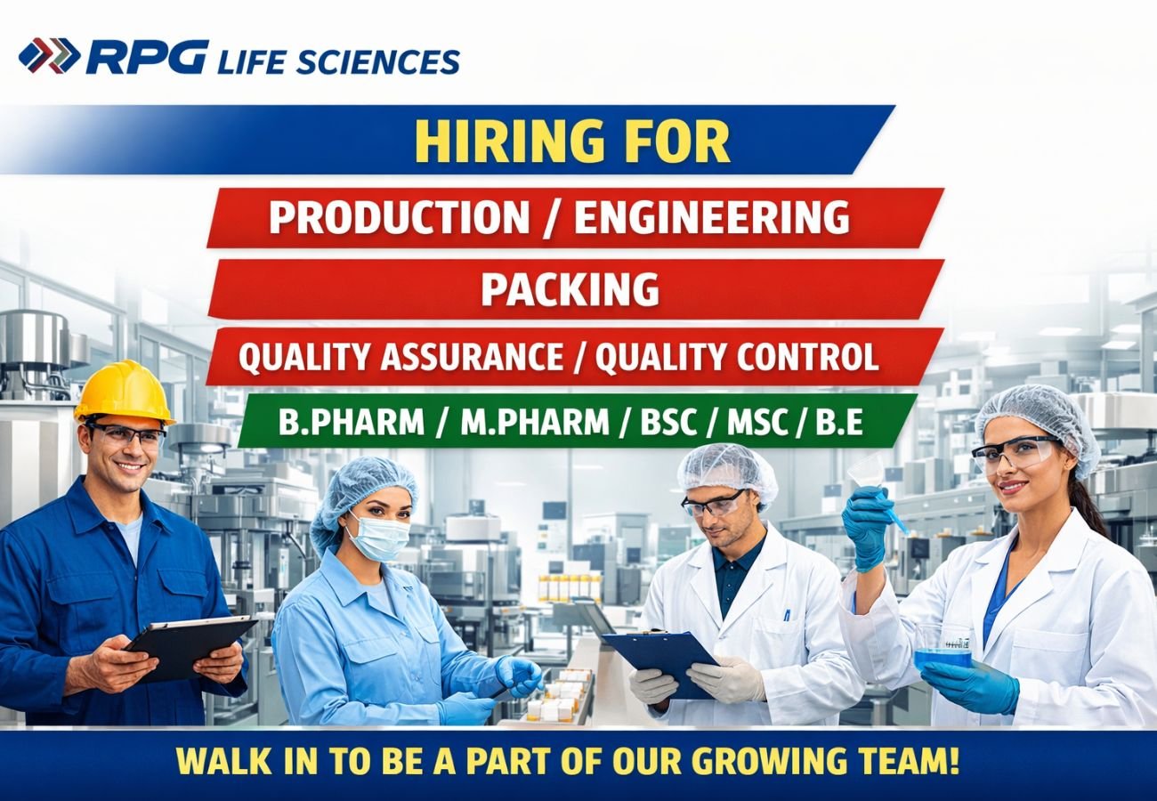 RPG Life Sciences Hirinng For Production / Engineering / Packing / Quality Assurance / Quality Control
