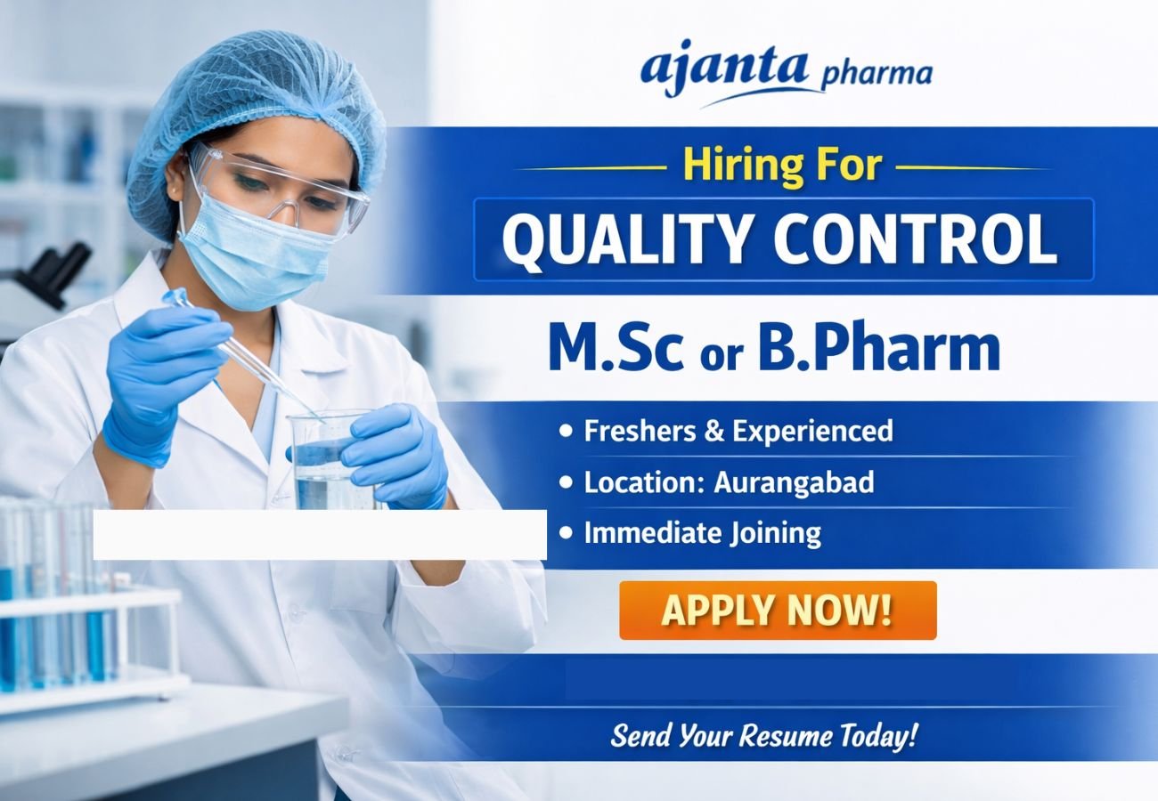 Ajanta Pharma Hiring For Quality Control