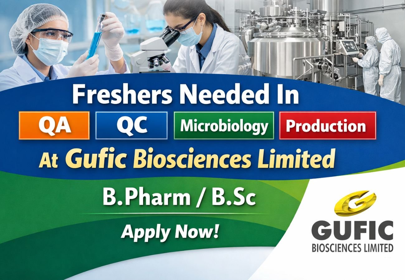 Freshers Needed In QA, QC, Microbiology, Production At Gufic Biosciences Limited