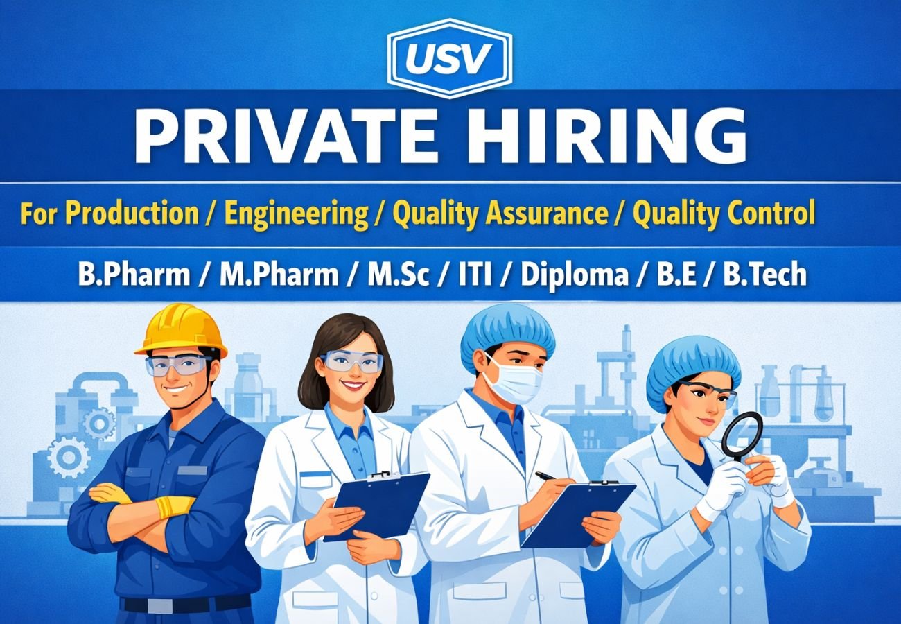 USV Private Hiring For Production / Engineering / Quality Assurance / Quality Control