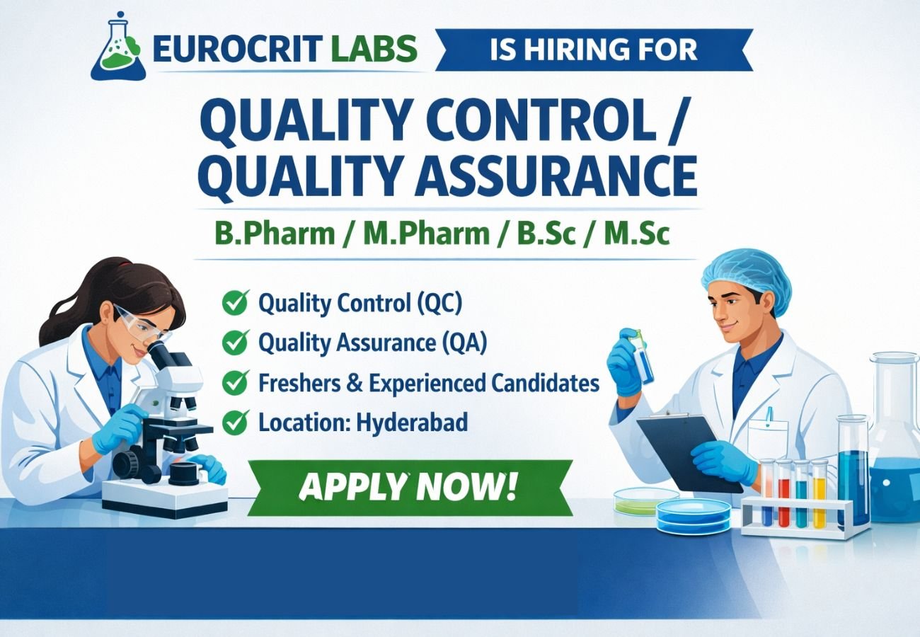 Eurocrit Labs Hiring For Quality Control / Quality Assurance