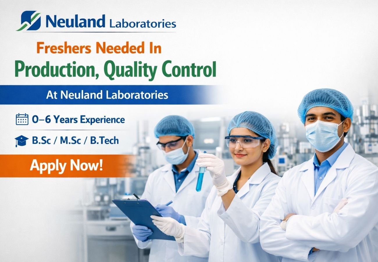 Freshers Needed In Production, Quality Control At Neuland Laboratories