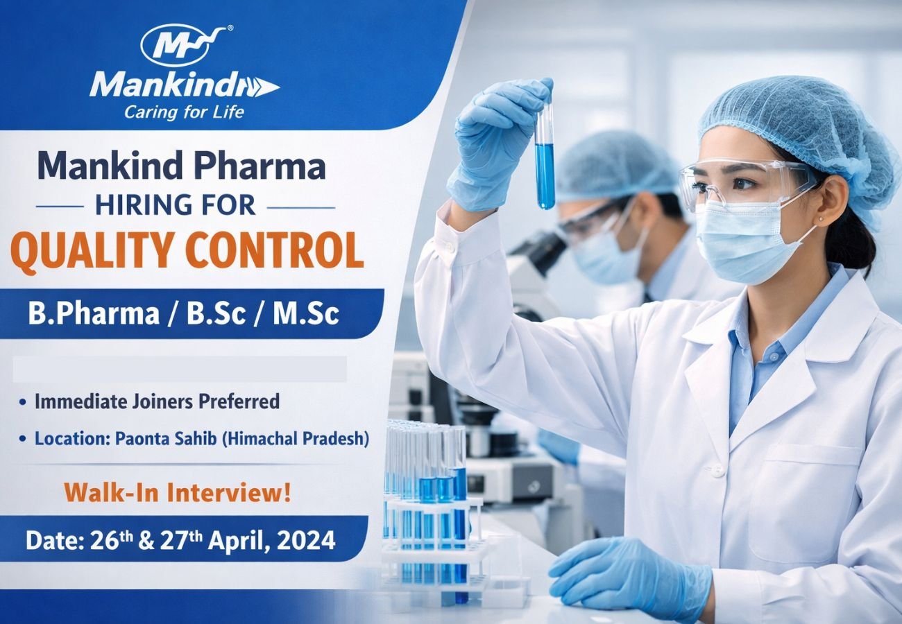Mankind Pharma Hiring For Quality Control