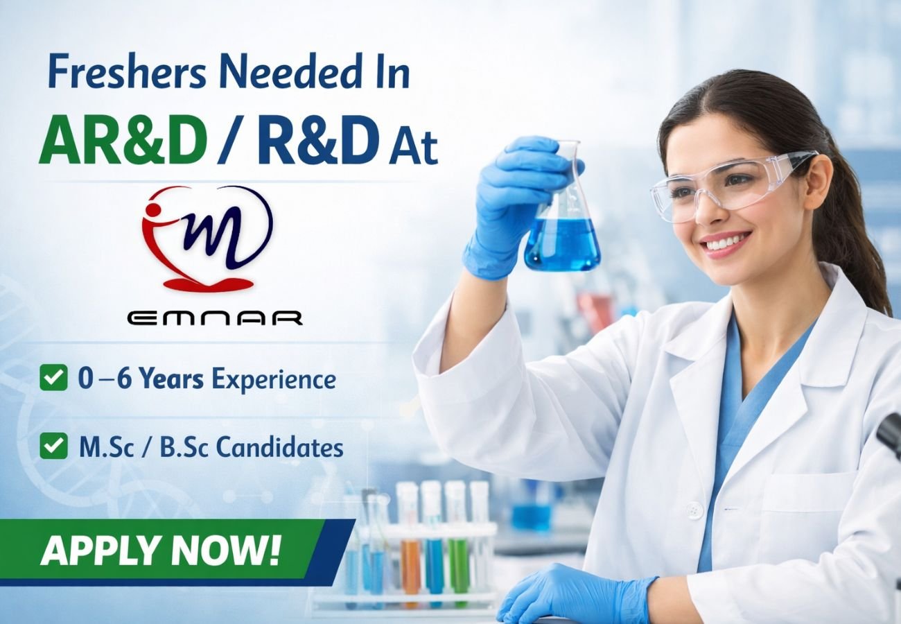 Freshers Needed In AR&D / R&D At Emnar Pharma