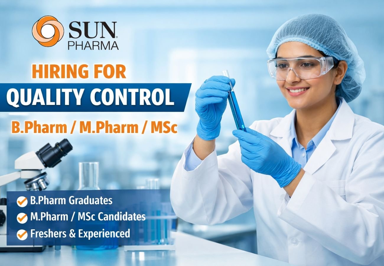 Sun Pharma Hiring For Quality Control