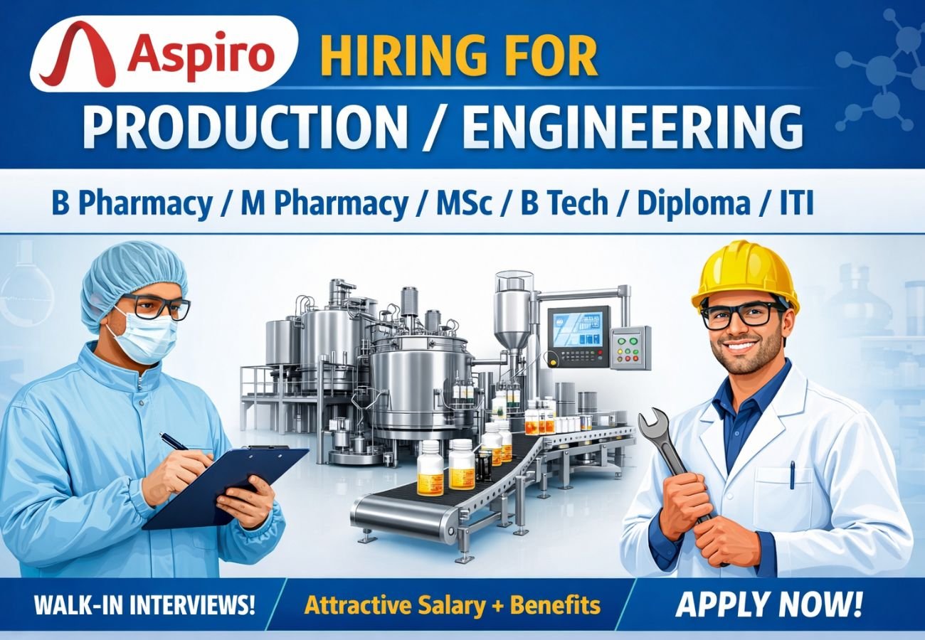 Aspiro Pharma Hiring For Production / Engineering