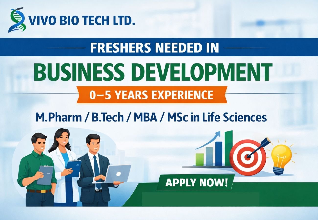 Freshers Needed In Business Development At Vivo Bio Tech Ltd